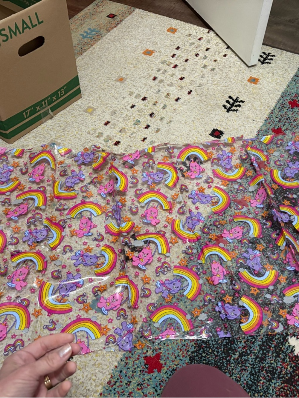 (2) sheets of vinyl Care Bears Rainbow  - Cute Rainbow & Bear Motif